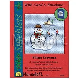Speciale Aanbieding Mouseloft borduurpakket kerstkaart dorps sneeuwpop S32stl telpatroon incl. kaart & envelop