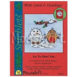 Shop Nu Mouseloft borduurpakket kerstkaart sneeuw vriendjes maken R32stl telpatroon incl. kaart & envelop