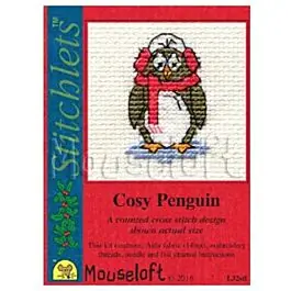 Betaalbaar Mouseloft borduurpakket kerstkaart pinguïn heeft het koud L32stl telpatroon incl. kaart & envelop
