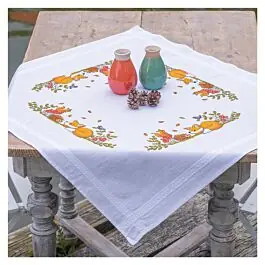 Vervaco borduurpakket tafelkleed herfstdiertjes PN-0223035 voorbedrukt Express Levering