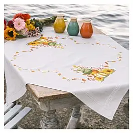Vervaco borduurpakket tafelkleed pompoen met bladeren PN-0206982 voorbedrukt Lage Kosten