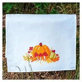 Rechtstreeks Van De Fabrikant Vervaco borduurpakket theedoek herfst pompoenen PN-0217575 voorbedrukt