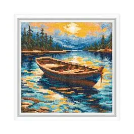 Bestel Nu RTO borduurpakket bootje met de zonsondergang M1030 telpatroon