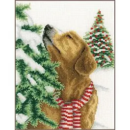 Vervaco borduurpakket Hond in kerstlandschap PN-0203160 telpatroon Korting