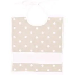 Rico Design beige met stippen baby slabbetje 145032 met aida rand Koopje