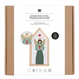 Rico Design borduurpakket engel met kaars 100482 telpatroon incl. frame Beste Prijs