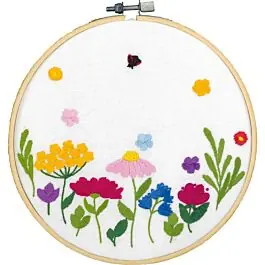 Vervaco borduurpakket summer flowers PN-0222902 voorbedrukt incl. borduurring Lage Prijs