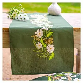 Bestel Nu Vervaco borduurpakket tafelloper witte bloemen PN-0222584 voorbedrukt