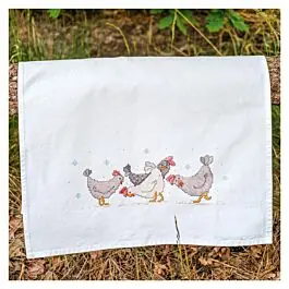 Bestseller Vervaco borduurpakket theedoek kippen PN-0223101 voorbedrukt