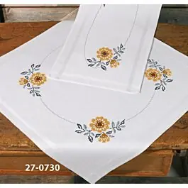 Actieprijs Permin borduurpakket tafelkleed bloemen 27-0730 voorbedrukt