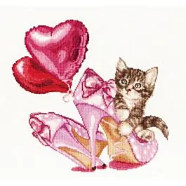 Thea Gouveneur borduurpakket Valentijnsdag kitten 740A telpatroon Gratis Verzending