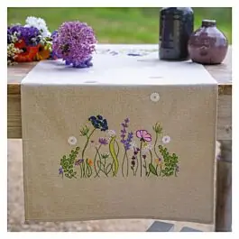 Speciale Aanbieding Vervaco borduurpakket tafelloper Paarse tuinpracht PN-0216926 voorbedrukt