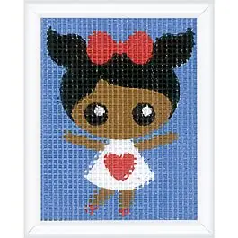 Weekendaanbieding Vervaco kinder borduurpakket meisje PN-0207567 voorbedrukt met halve kruissteek