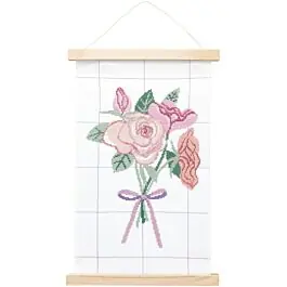Betaalbaar Rico Design borduurpakket boeket bloemen 100415 telpatroon incl. posterhanger