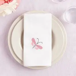 Rico Design borduurpakket 2st. servetten met vlinders 100420 telpatroon Actieprijs