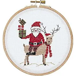 Beste Prijs Borduurpakket kerstman met rendier incl borduurring van Rico
