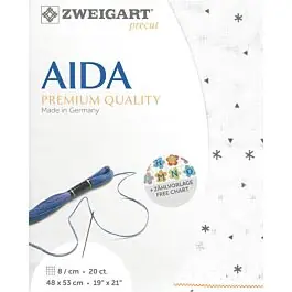 Zweigart borduurstof aida 20 counts \\/ 8 kruisje per cm kleur 1369 wit met printjes Must-Have