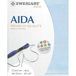 Bestel Nu Zweigart borduurstof aida 16count - 6.4 kruisje kl.503 blauw lap 48x53cm