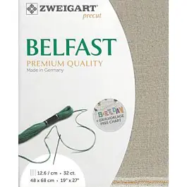 Zweigart linnen borduurstof Belfast 32counts\\/12,6 draden kleur 17 taupe glitter Beperkte Voorraad