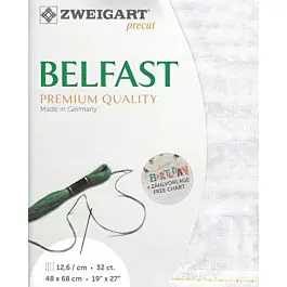 Zweigart linnen borduurstof Belfast 32counts\\/12,6 draden per cm kleur 7139 grijs marmer 48x68cm Gecertificeerd