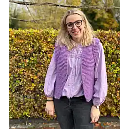 Breipakket gilet met pofmouwen breien van Phildar Phil Givre Laatste Kans