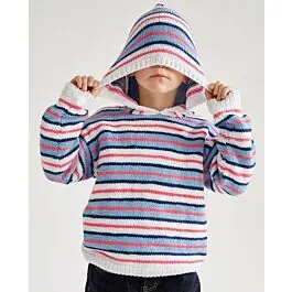 Goedkoop Phildar gestreepte kindertrui met capuchon van Love Cotton (225, 2A)