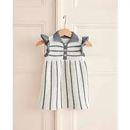 Finale Uitverkoop Phildar gestreept peuter jurkje breien van Phil Ocean (224, m5)