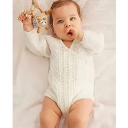 Express Levering Phildar baby rompertje met kabels breien van Phil Super Baby (215, m41)