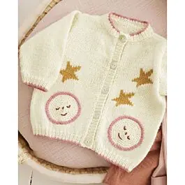 Actieprijs Phildar baby vest met sterren en maantjes breien van Merinos 3,5 (215, m6)