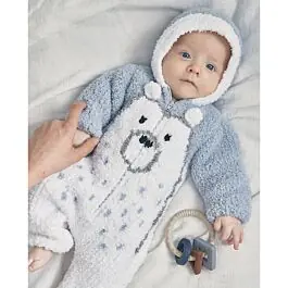 Betrouwbaar Phildar baby kruippakje van een ijsbeer breien (200, m35)