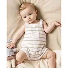 Veilige Betaling Phildar baby gestreept kruippakje breien van Phil Love Cotton (196,m27)