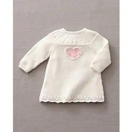 Gecertificeerd Phildar baby jurkje met hartje breien van Phil Caresse (m.10,189)