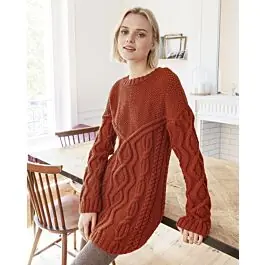 Beperkt Aanbod Phildar dames jurk met kabels breien van Partner 6 (m10, 697)