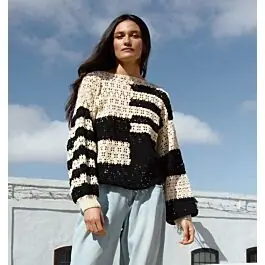 Tijdelijk Beschikbaar Lana Grossa trui in gaatjespatroon haken van Setapura H8,m3