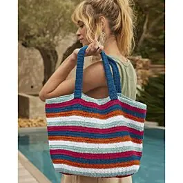 Uitverkoop Phildar gestreepte tas haken van Coton 4 (213, m38)