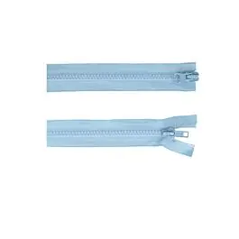 Gecertificeerd Dubbel deelbare rits 70cm lichtblauw met bloktand