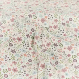 Aanbieding Katoen tricot bloemen offwhite