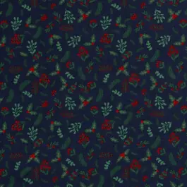 Voordeelprijs Katoen poplin christmas kersttakjes marine