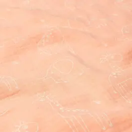 Weekendaanbieding Katoenen mousseline giraffen en olifanten zalm