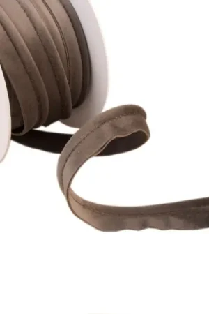 Weekendaanbieding Fluweel Paspelband Polyester - Licht Bruin 20mm