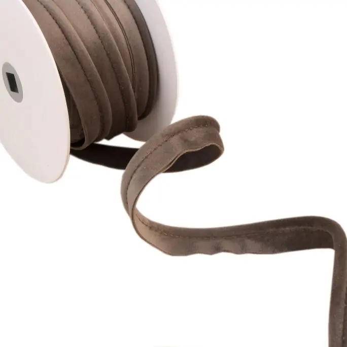 Weekendaanbieding Fluweel Paspelband Polyester - Licht Bruin 20mm