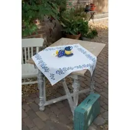 Borduurpakket tafelkleed aida Blauwe Ranken 80x80cm van VERVACO PN-0168358 Exclusieve Aanbieding