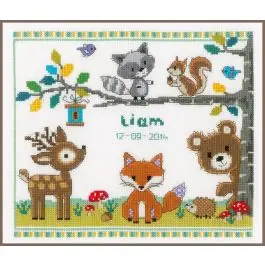 Bosdieren geboortetegel borduurpakket van VERVACO pn-0150179 Meest Verkocht