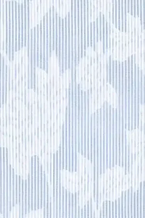 Beperkt Aanbod Katoen streep jacquard stof, rozen motief, blauw/wit. P435