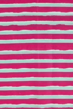 Batik poplin stof, streep motief, fuchsia/wit/blauw. P413 Must-Have