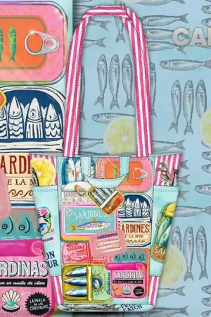 Alleen Vandaag Stenzo panel stof, sardientjes, fuchsia/wit/blauw. P380