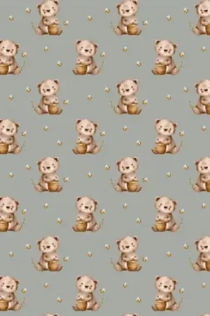 Alleen Vandaag Stenzo katoen stof, beertjes en bijtjesprint, ecru/bruin. P359