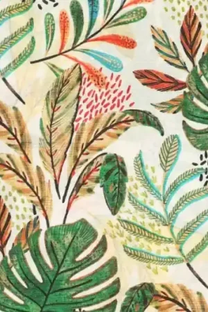 Actieprijs Viscose reliëf stof, Dolly Livia, bladerenprint, groen/geel. P339A