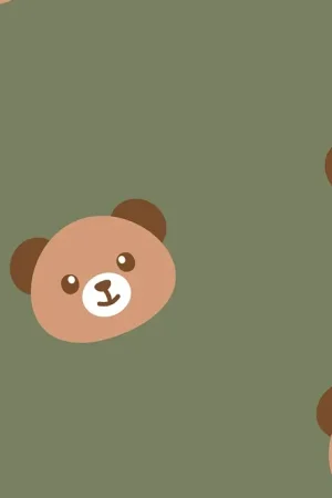 Beste Prijs French terry stof, brushed, teddy berenprint, groen/bruin. P110