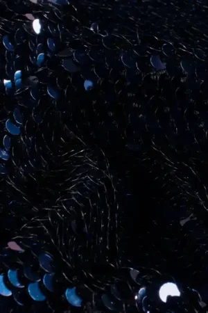 Beperkte Voorraad Pailletten op fluweel stretch stof, donkerblauw. P083